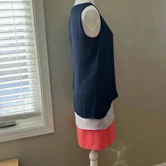 ❤️2/$30❤️[O2]BCBGMaxAzria Haley BluePink Color Block Layered Shirt Tank Dress - Picture 7 of 8